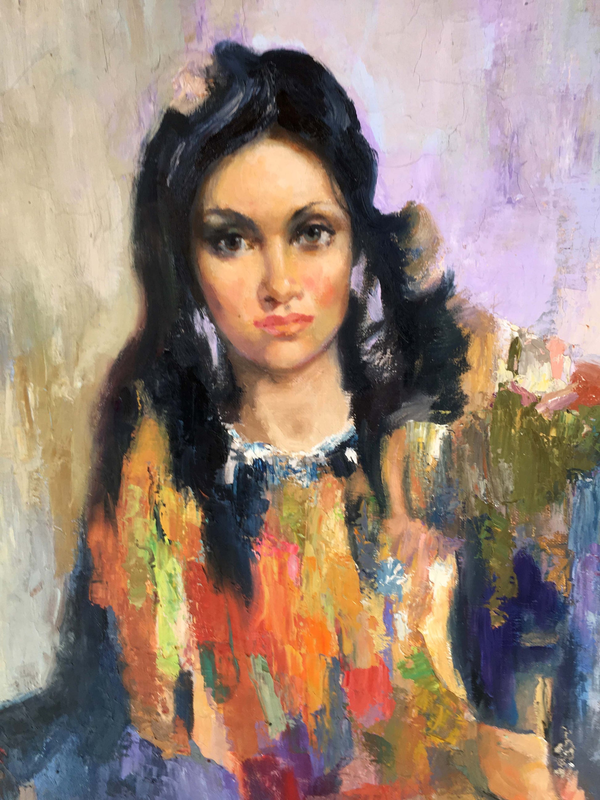 Oil painting Gypsy by Serdyuk Boris Petrovich vibrant woman in colorful dress