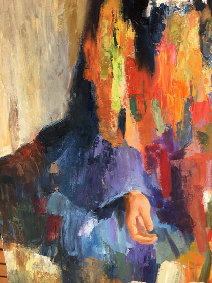 Oil painting Gypsy by Serdyuk Boris Petrovich, vibrant orange red purple abstract