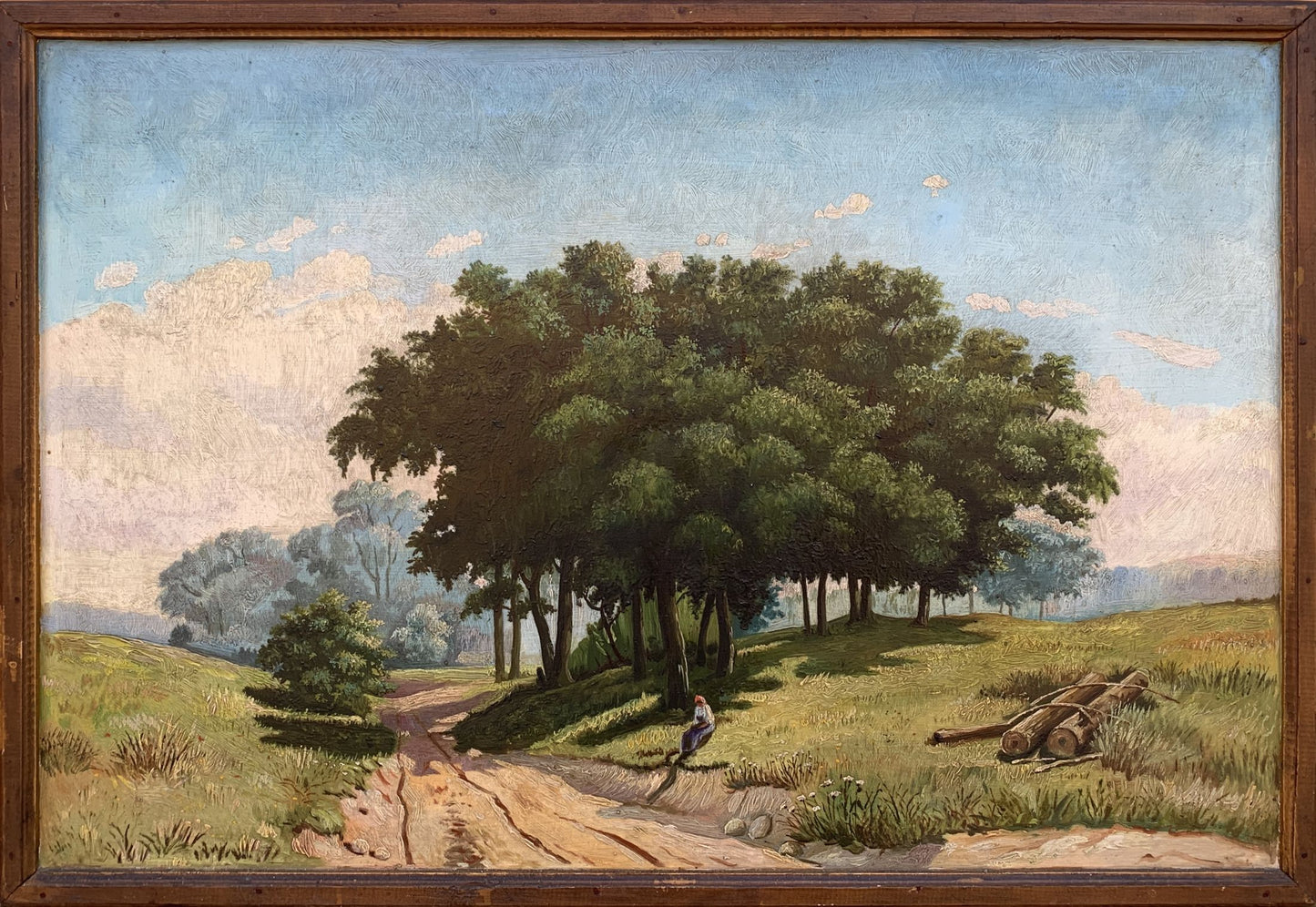 Framed Oil painting shade on a sunny day Koltunov A. with green hills path