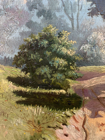 Oil painting Shade on a Sunny Day by Koltunov A, lush green tree in landscape