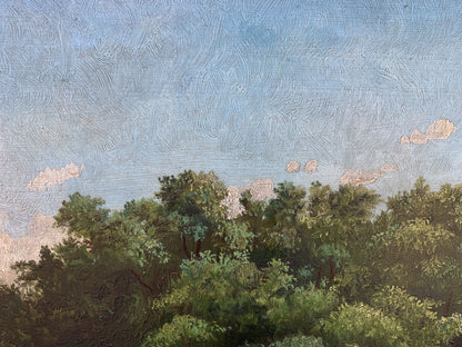 Textured oil painting of dense green forest canopy by Koltunov A