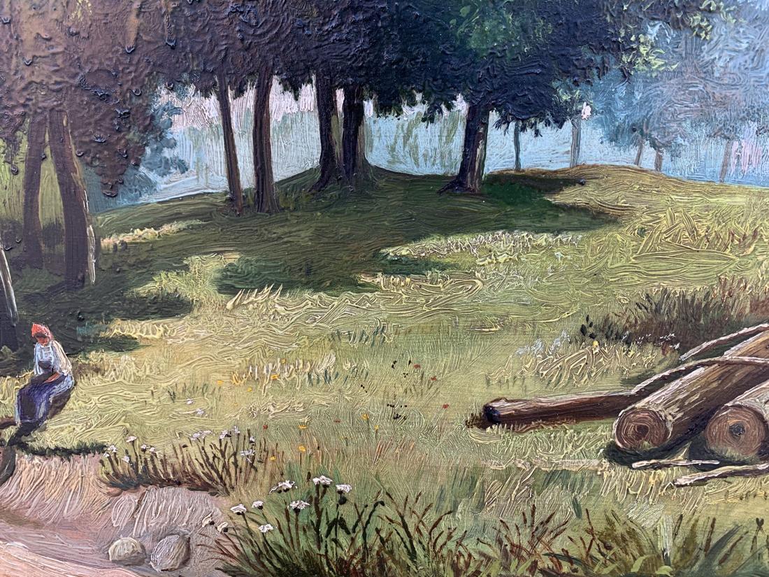 Serene forest clearing oil painting by Koltunov A, sunny shade