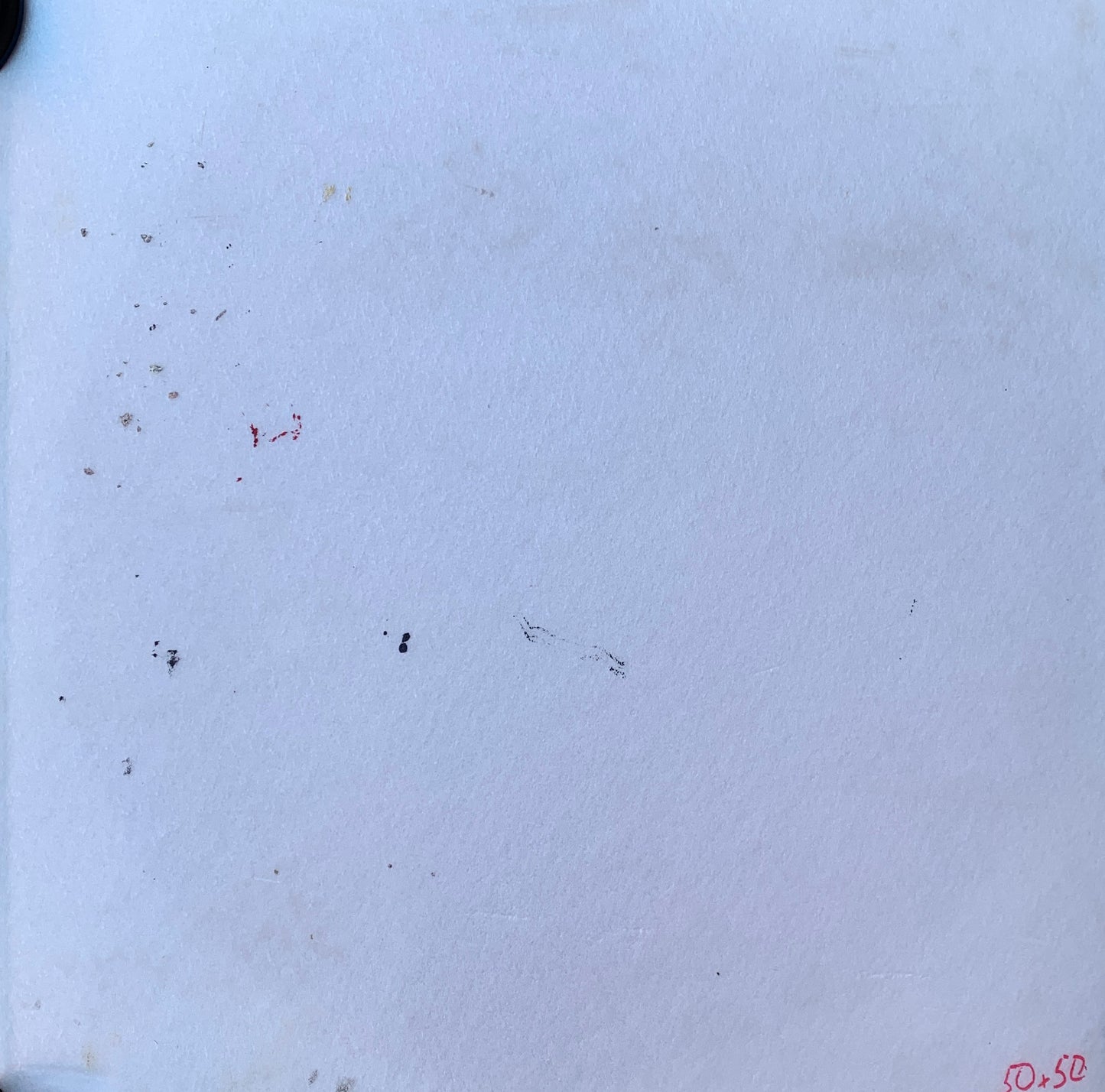 Back of Oil painting Until the last breath by Alexander Arkadievich Litvinov on textured off-white paper with stains
