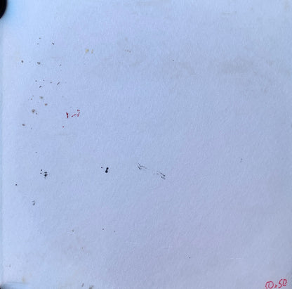 Back of Oil painting Until the last breath by Alexander Arkadievich Litvinov on textured off-white paper with stains