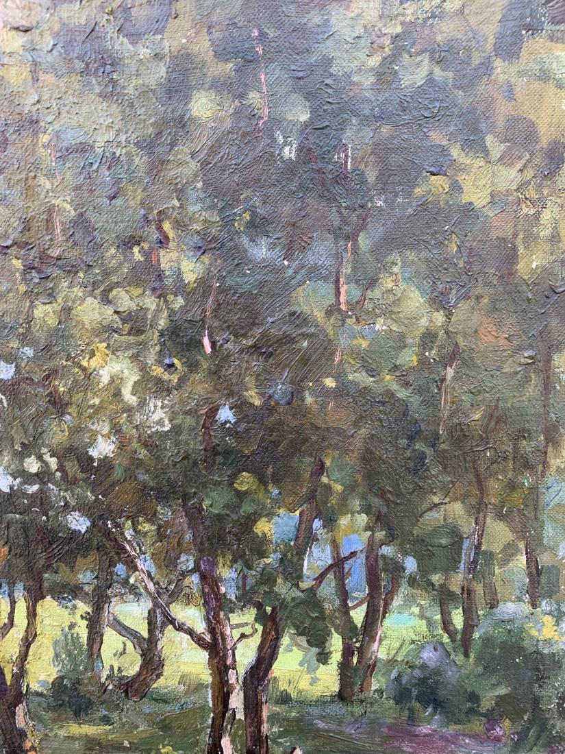 Impressionistic oil painting Between the Trees by V. Shcherban forest scene