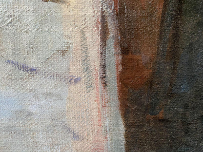 Social realism oil painting Disobedient by Serbutovsky Andrey Andreevich on textured canvas
