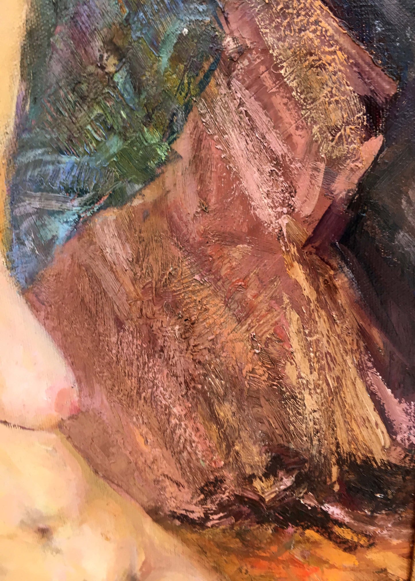 Oil painting Figure Korsun V. textured earth-toned canvas with brushstrokes