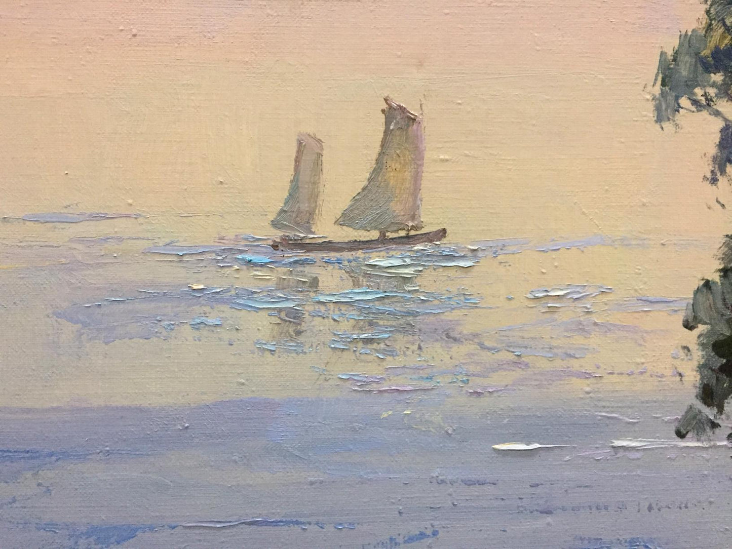 Serene sailboat oil painting by Nepippivo Vasyl Hnatovych