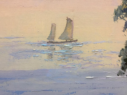 Serene sailboat oil painting by Nepippivo Vasyl Hnatovych