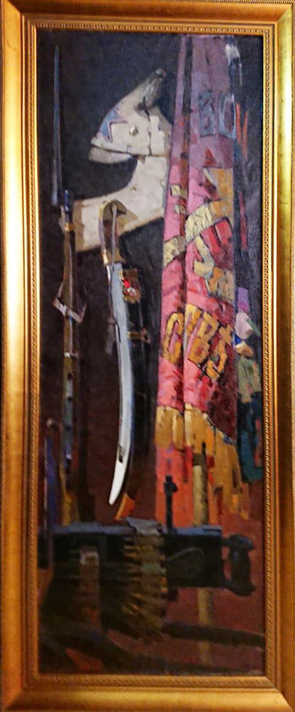 Social realism oil painting Relics of Battle Glory by Serbutovsky Andrey Andreevich