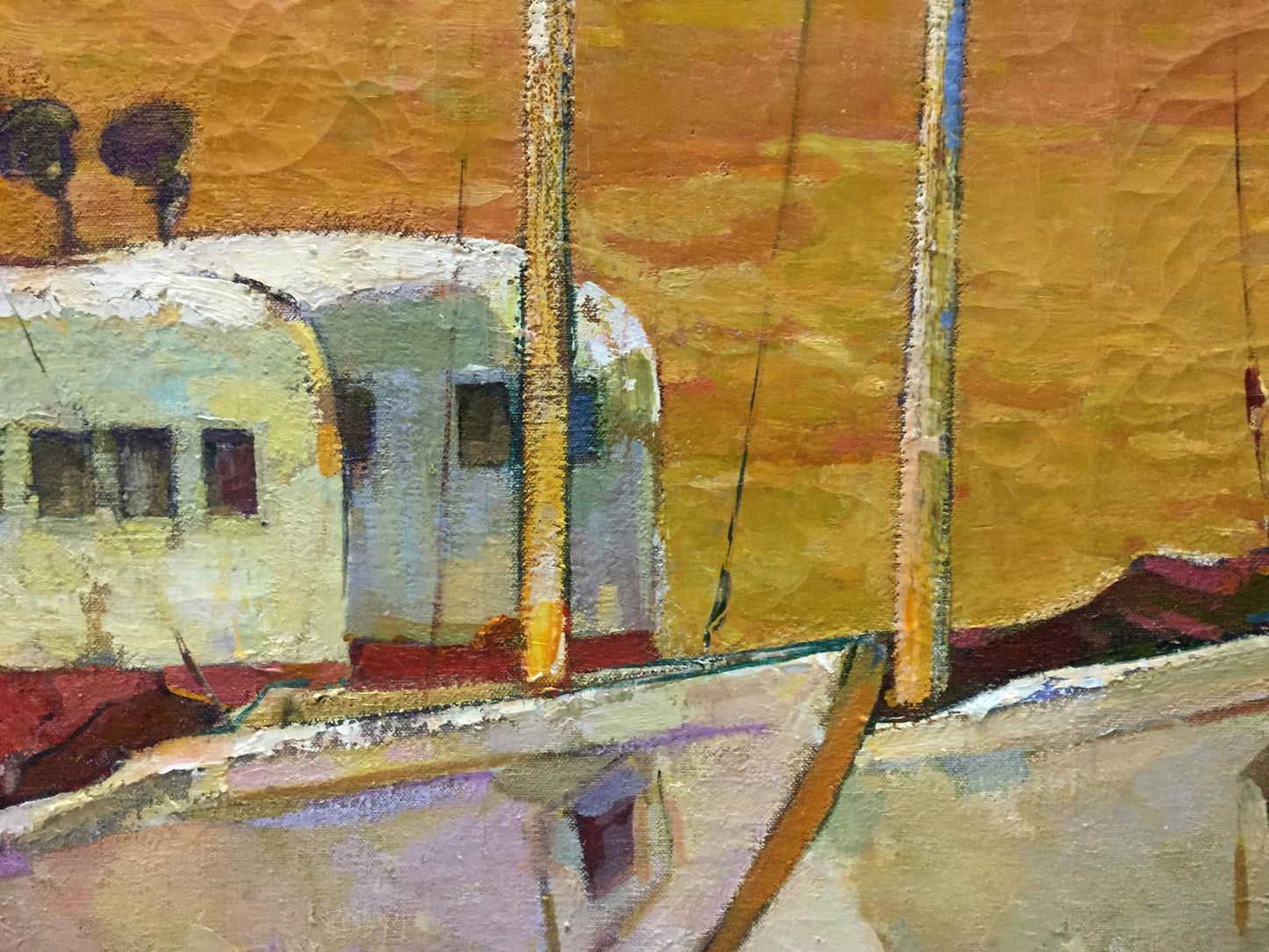 Vintage white Airstream trailer oil painting by Prokhorov Konstantin Alexandrovich