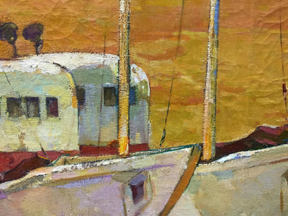Vintage white Airstream trailer oil painting by Prokhorov Konstantin Alexandrovich