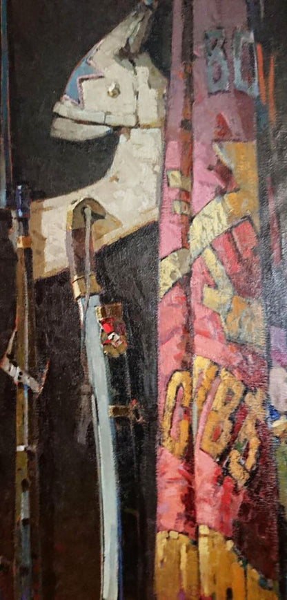 Social realism oil painting Relics of Battle Glory by Serbutovsky Andrey Andreevich