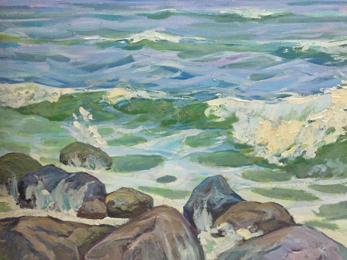 Oil painting Seascape by Dubish Ivan Ivanovich: crashing waves on rocks