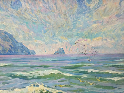 Vibrant impressionist oil seascape by Dubish Ivan Ivanovich with dynamic waves
