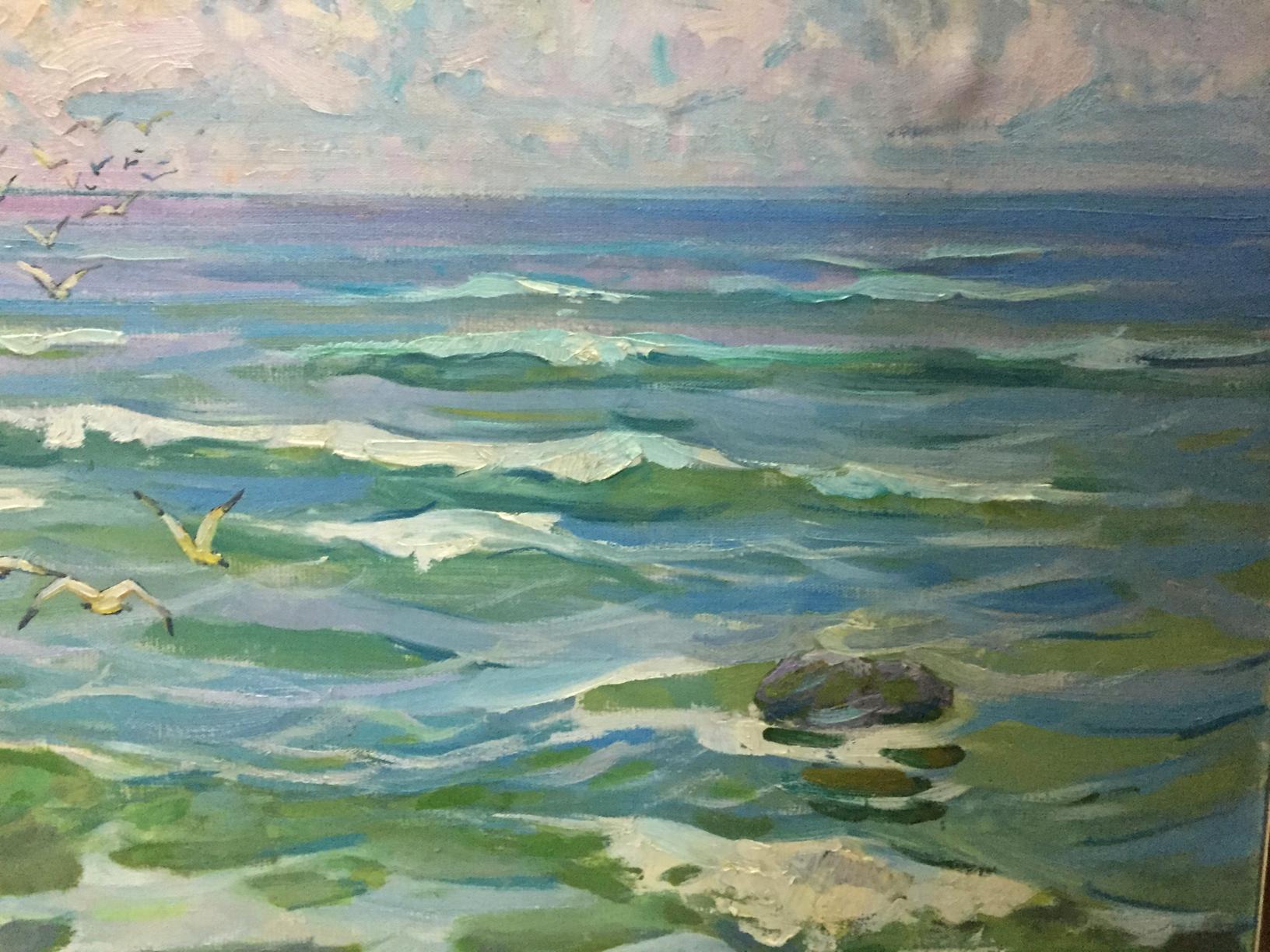 Oil painting Seascape by Dubish Ivan Ivanovich with swirling waves