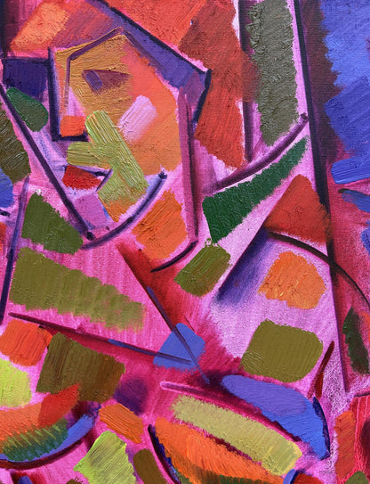 Peter Dobrev's oil painting "Figure" in an abstract style