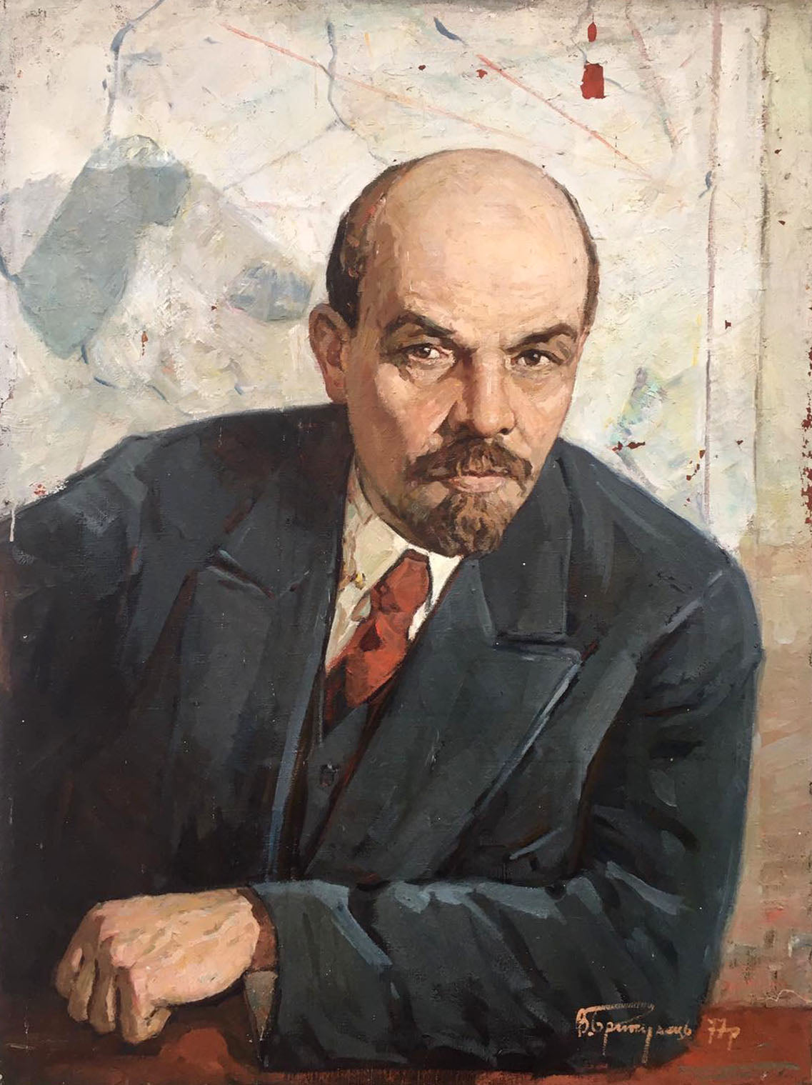 Social realism oil painting portrait of Lenin by Brikulets Viktor Mikhailovich