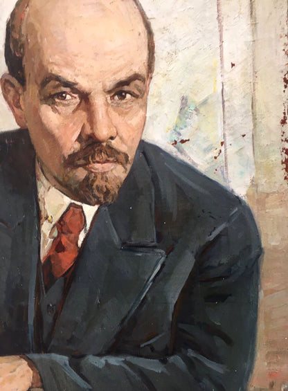 Social realism oil painting portrait of Lenin by Brikulets Viktor Mikhailovich