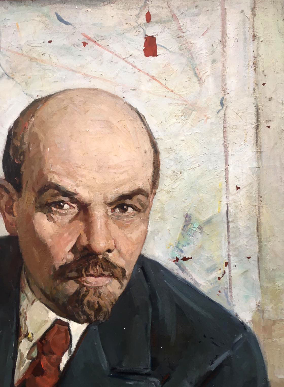Textured realistic oil painting portrait of Lenin by Brikulets