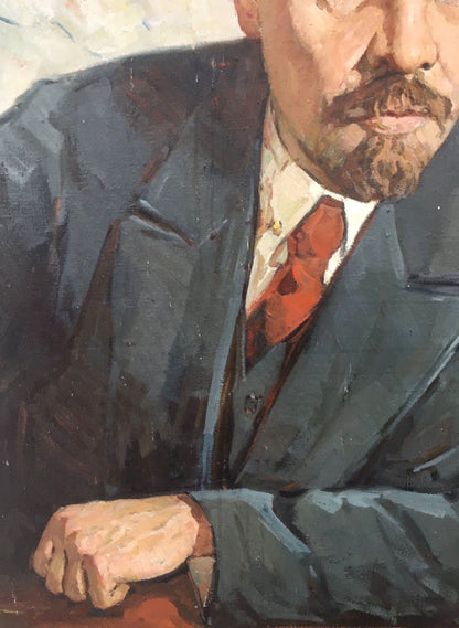 Social realism oil portrait of Lenin by Brikulets Viktor Mikhailovich