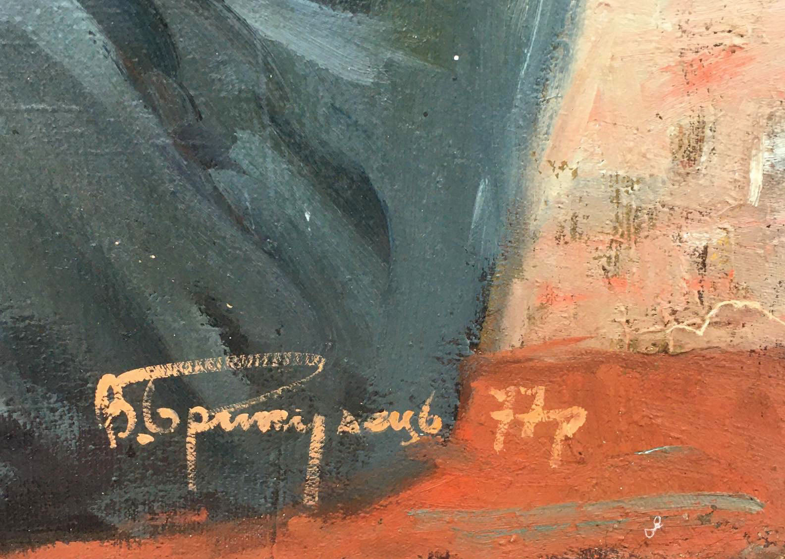 Social realism oil portrait of Lenin by Brikulets, textured teal-orange strokes