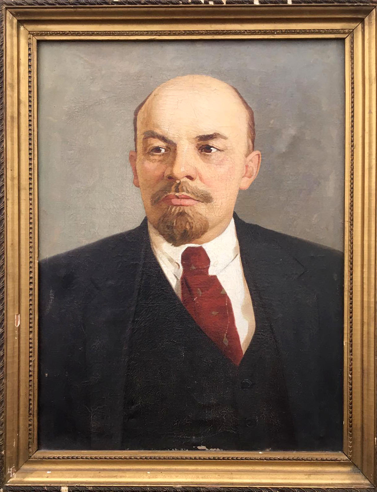 Framed social realism oil painting portrait of Lenin by Nasedkin Anatoly Leonidovich