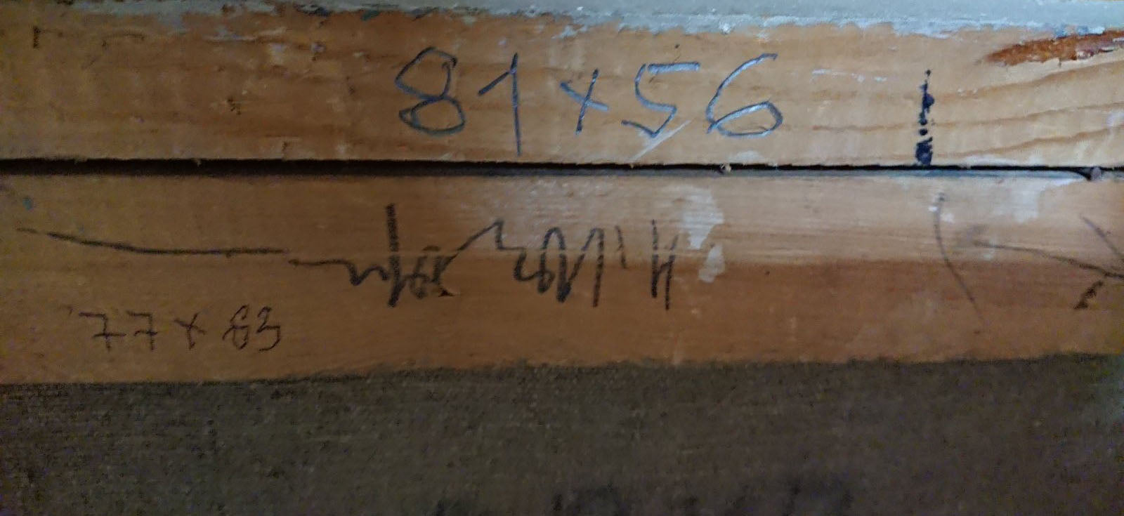 Back of Yuzefovich Natalia Vladimirovna portrait with wooden plank measurements