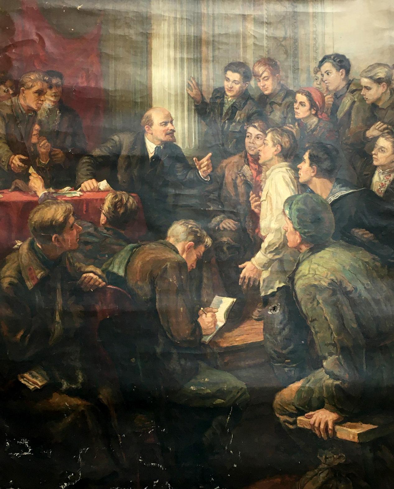 Oil painting of Lenin among delegates at 3rd Komsomol Congress by Terentyev