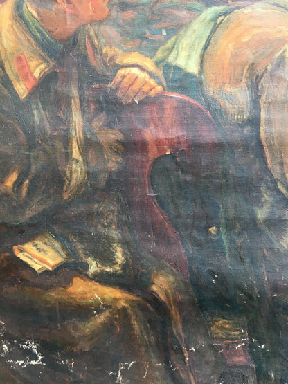 Oil painting of Lenin at 3rd Komsomol Congress by Terentyev, earth tones, brushstrokes