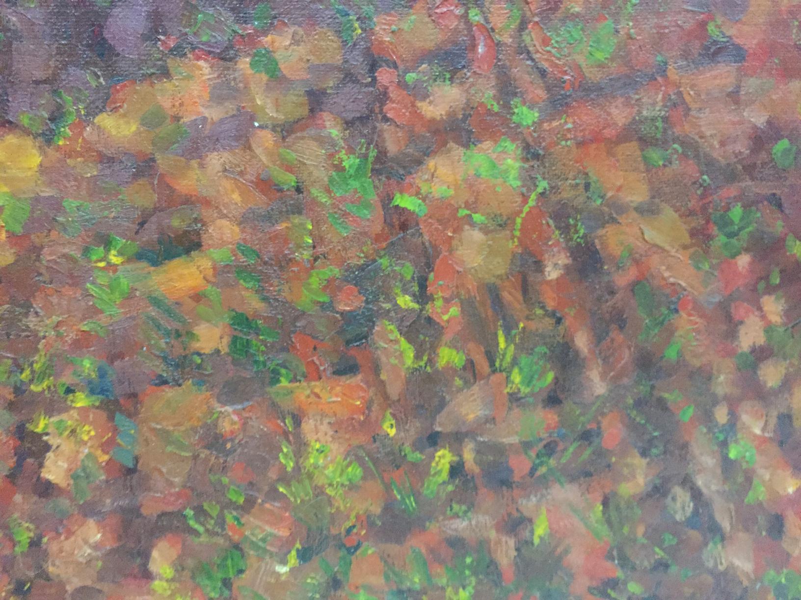 Oil painting On the ground by Brusentsov Gennady Yakovlevich, vibrant autumn foliage