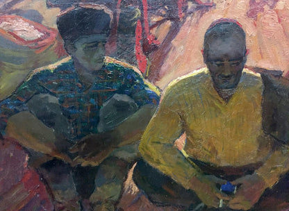 Oil painting On the ground by Brusentsov Gennady Yakovich, two men seated
