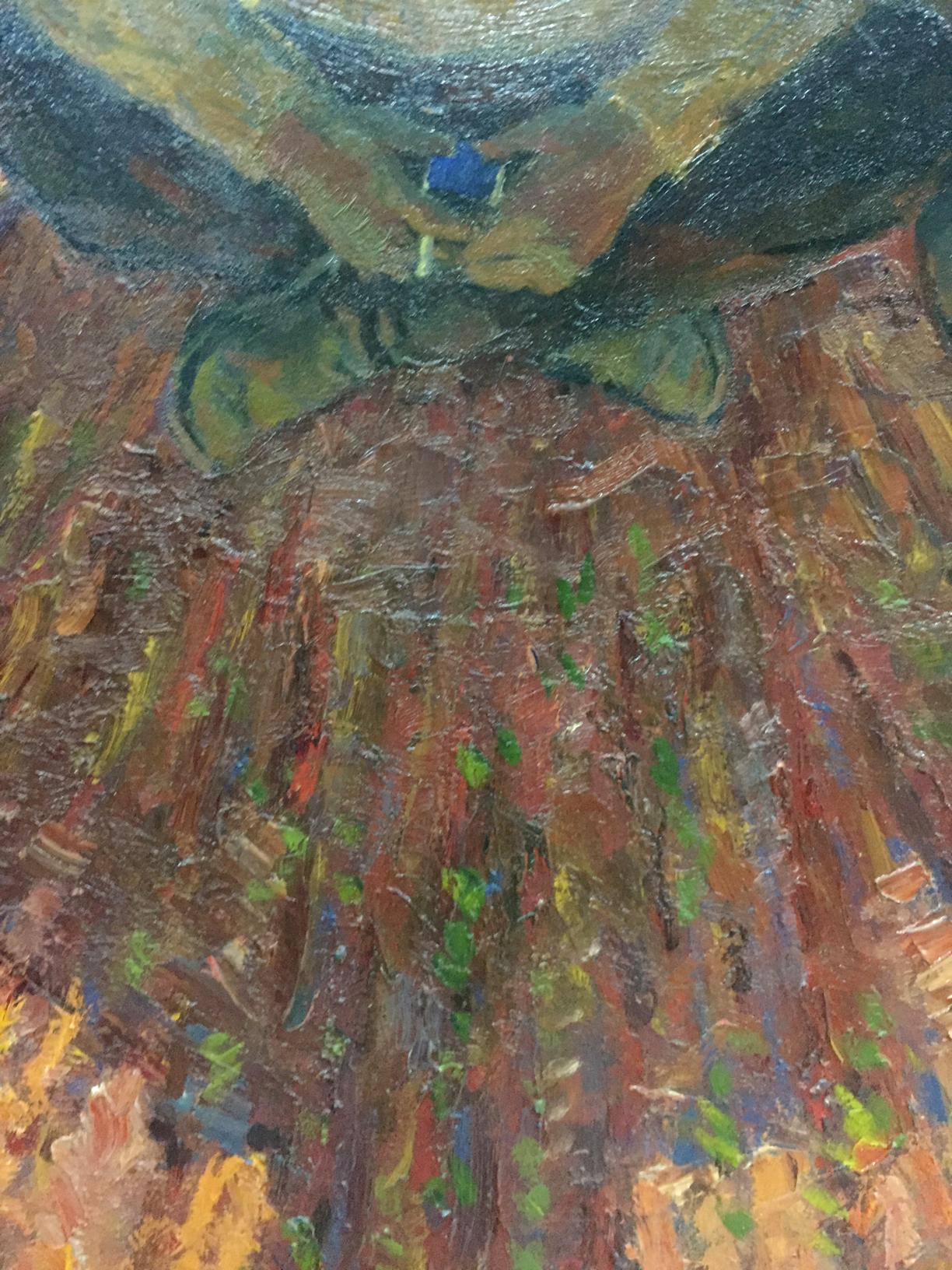 Oil painting On the ground by Brusentsov Gennady Yakovich, textured earthy figure