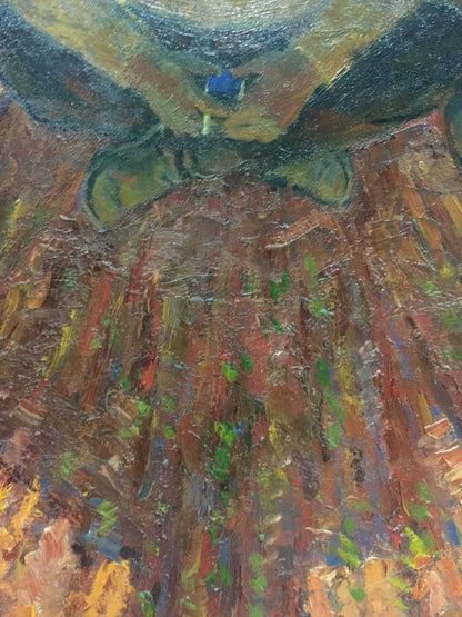 Oil painting On the ground by Brusentsov Gennady Yakovich, textured earthy figure