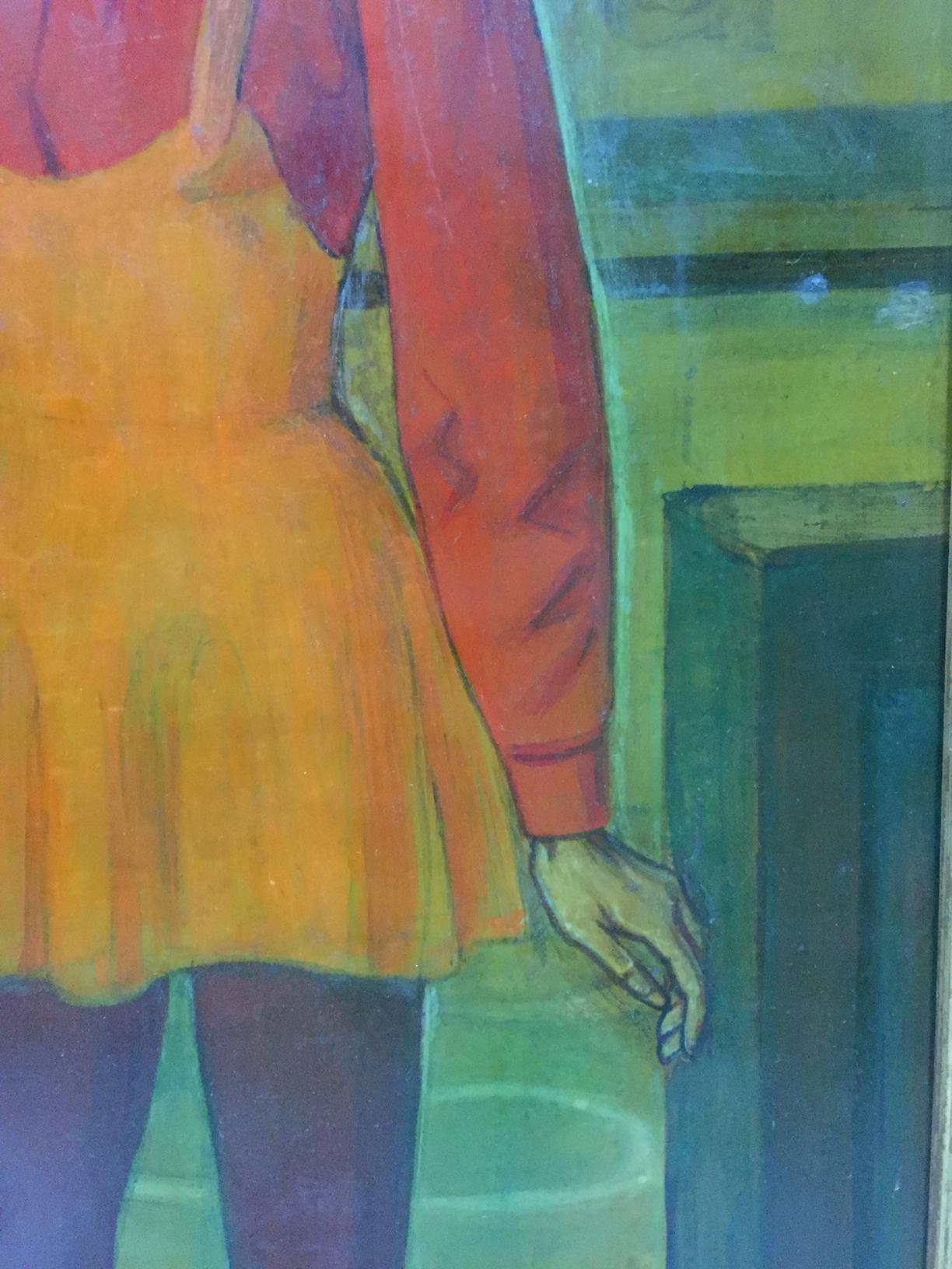 Oil painting of vibrant orange debutante dress by Strelnikov Vladimir Vladimirovich