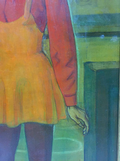 Oil painting of vibrant orange debutante dress by Strelnikov Vladimir Vladimirovich
