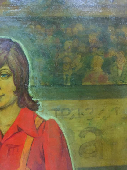 Oil painting Debutante by Strelnikov Vladimir Vladimirovich, woman with brown hair and blue eyes