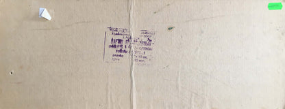 Oil painting Man walks across the field in beige box with purple label