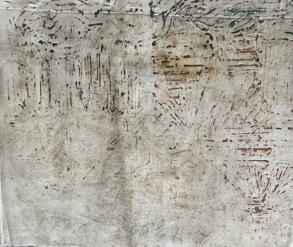 The abstraction of urban transit captured by Peter Dobrev in his oil painting of a bus stop
