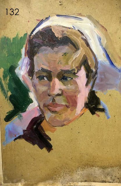 Oil painting portrait of milkmaid by N. Semenchenko, textured impressionist face