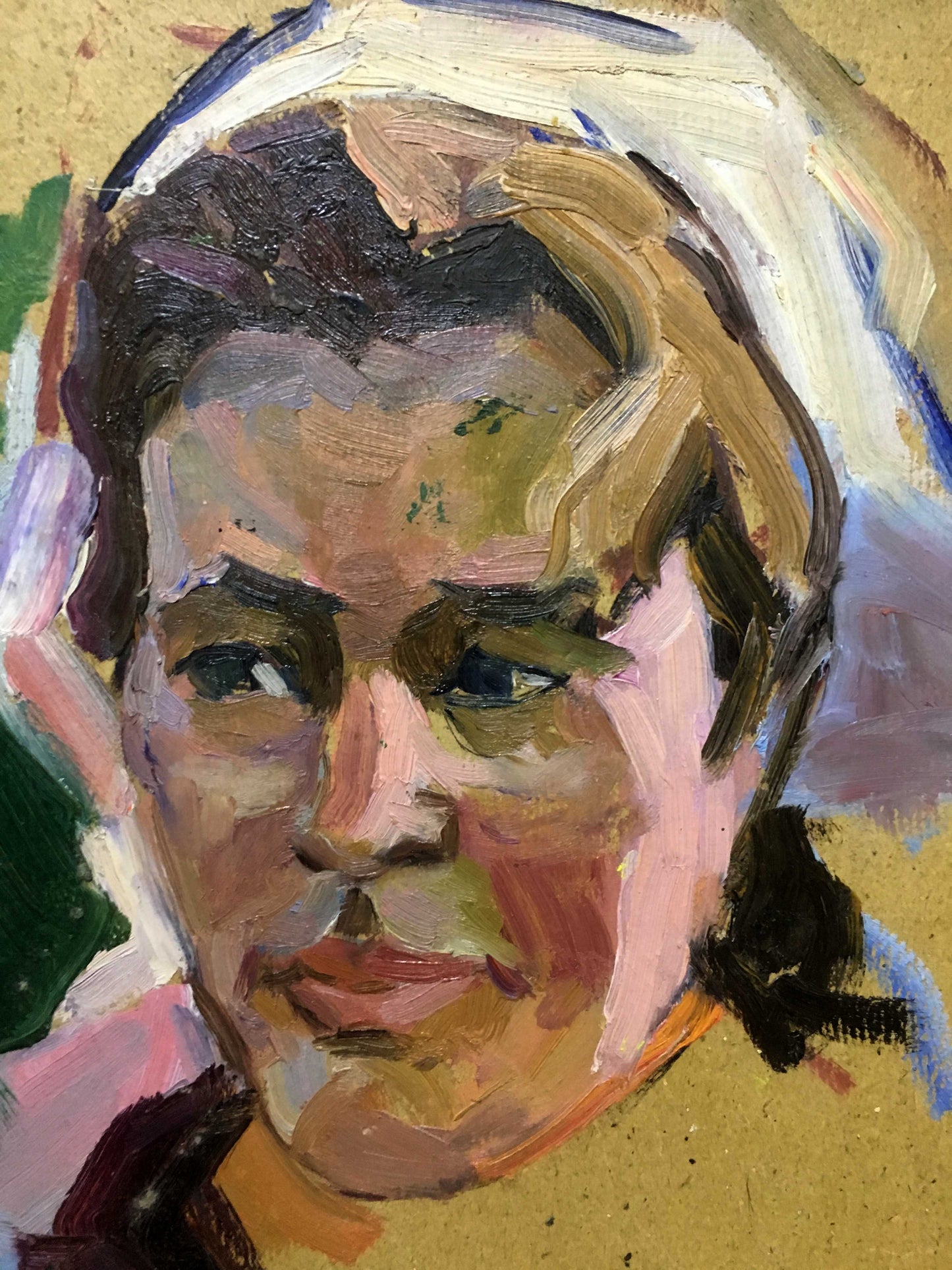 Oil painting portrait of milkmaid by N. Semenchenko, textured impressionist woman