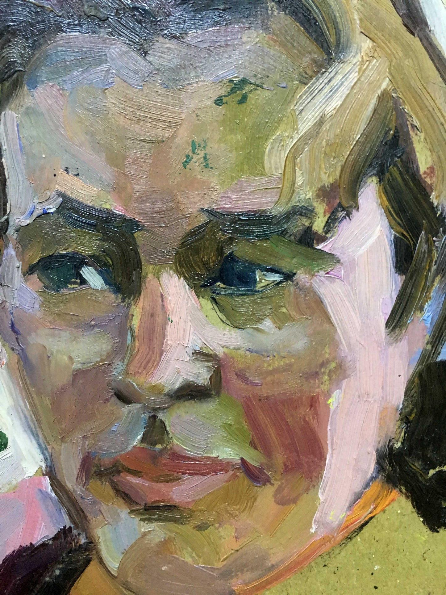 Textured impressionistic oil portrait of milkmaid by N. Semenchenko
