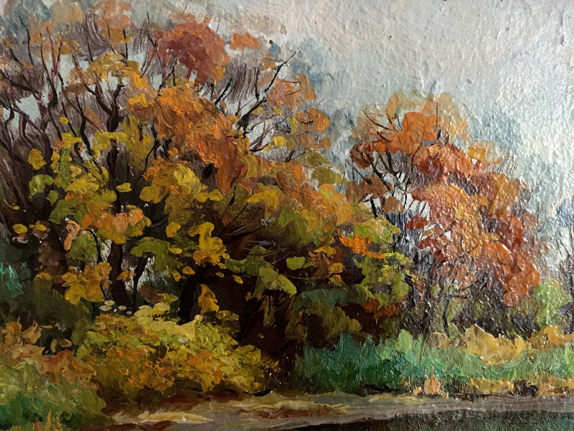 Autumnal trees in orange, yellow, green foliage by A. Pidgayko oil painting