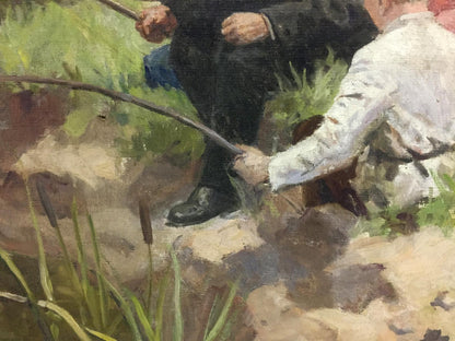 Polished black leather shoe with dark laces in Shmatko Lenin oil painting