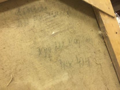 Back of Shmatko Leonid Aleksandrovich oil painting Lenin with children, faded handwritten text