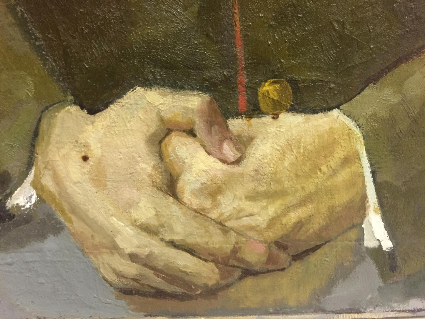 Oil painting portrait of Kirponos by Shirokov Anatoly Georgievich, clasped hands