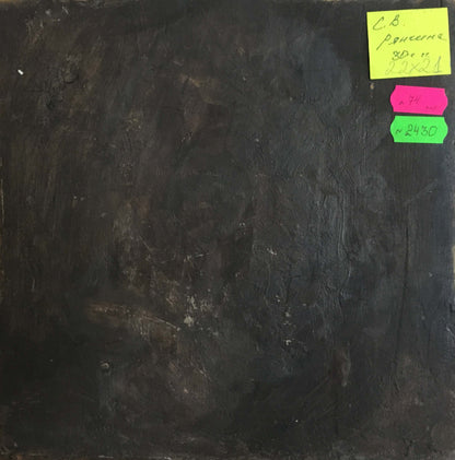 Back of oil painting Woman reading by Ryangina S. V. dark textured canvas