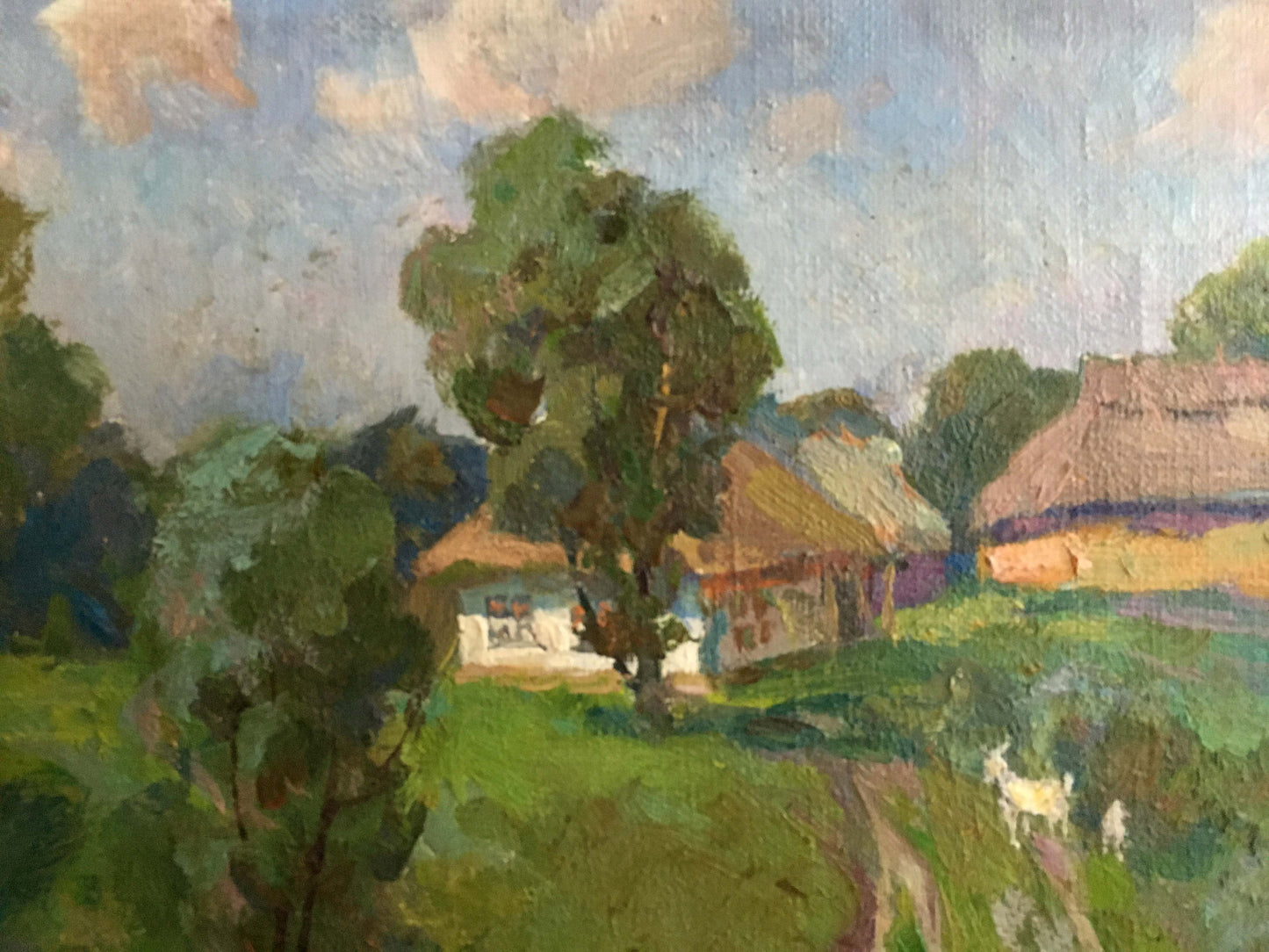 Impressionistic oil painting of rustic village by Zhabinsky Leonid Andreevich