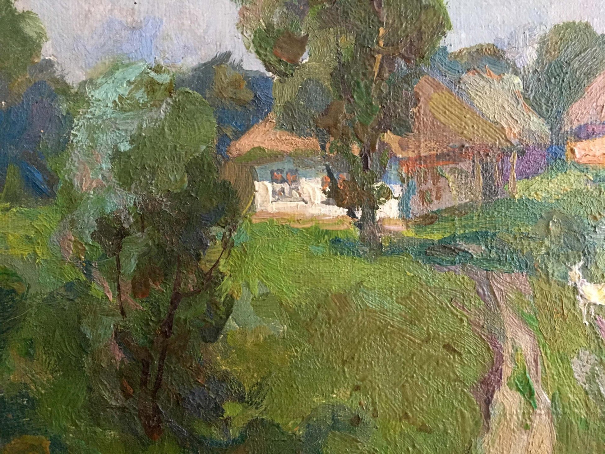 Oil painting of rustic village landscape by Zhabinsky Leonid Andreevich