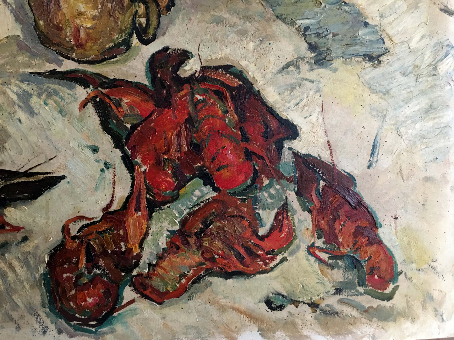 Vibrant red lobsters in bold textured strokes by Sakhnenko Victor Ivanovich